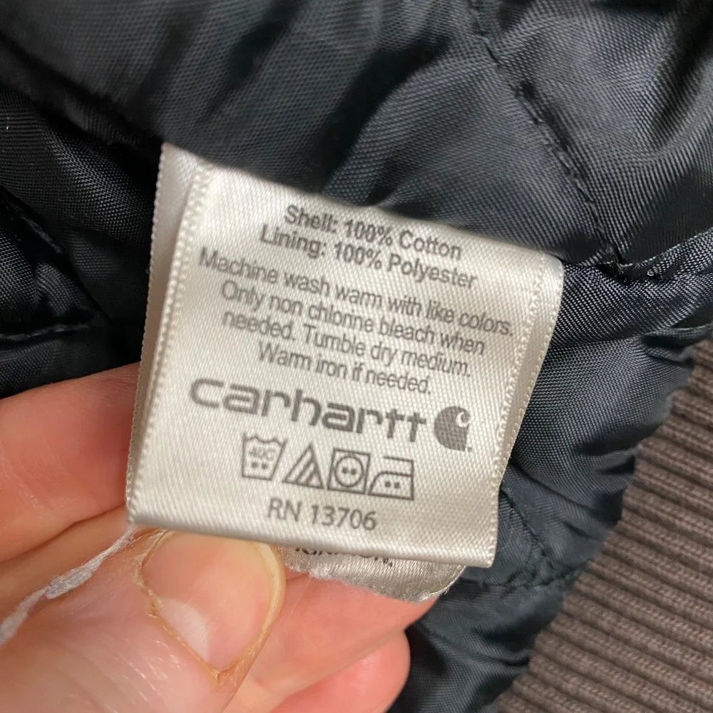 Carhartt Active Duck Canvas Quilted Lined Hooded Jacket Kids S 7-8 Brown